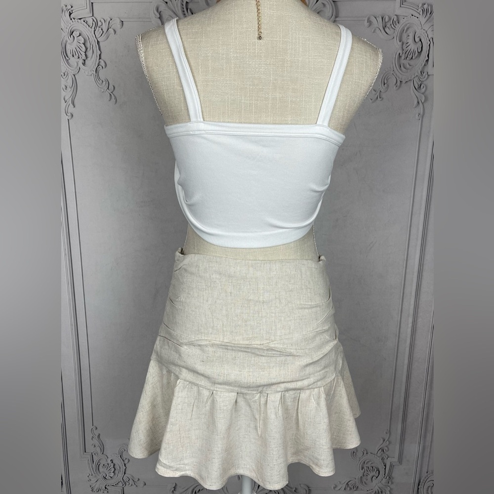 St. Croix Classy Linen Blend Ruffle Hem Mini Skirt & Built-in Undershorts Skort - Picture 4 of 10